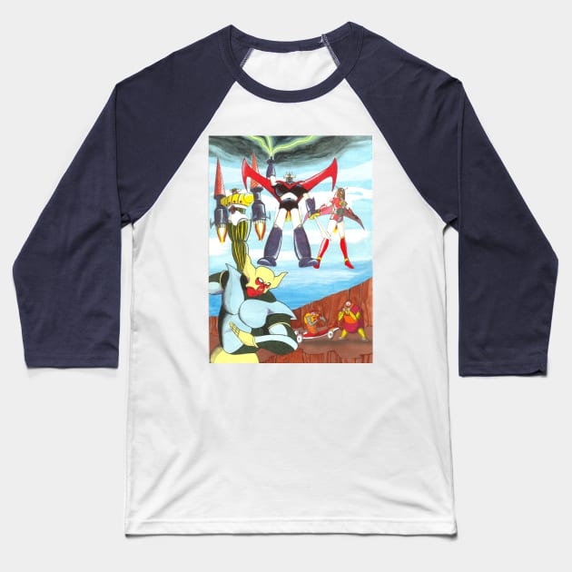 Jeeg VS Great Mazinger Baseball T-Shirt by CristianoMarzio